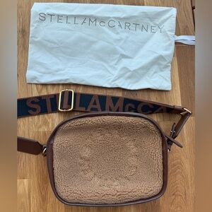 Stella McCartney Eco-Teddy Logo Mini Camera Bag — Camel